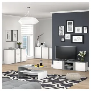 Vicco TV Lowboard Novelli Fernsehschrank Sideboard Fernsehtisch Weiß Beton
