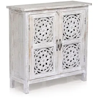 Marrakesch Orient & Mediterran Interior Landhaus Kommode Ezra 76 x 76 x 35 cm weiß