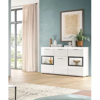 INOSIGN Sideboard »FLORENZ, hochwertige MDF-Front,Rillenfräsung,2 Glastüren,1 Schublade« 1 Stk. tlg.