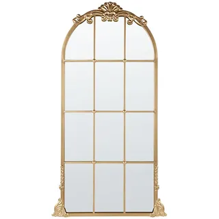 Beliani Wandspiegel gold Metall Fenster 66/124 cm Noidan , Goldfarben , Oval , 66x124x4 cm , Spiegel, Wandspiegel
