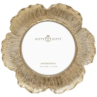 GIFTY GIFTY Runder Bilderrahmen mit floralem Muster, 10,2 x 10,2 cm, ideal für Heimdekoration, Hochzeit, Abschlussfeier oder Meilenstein-Fotos (Gold)