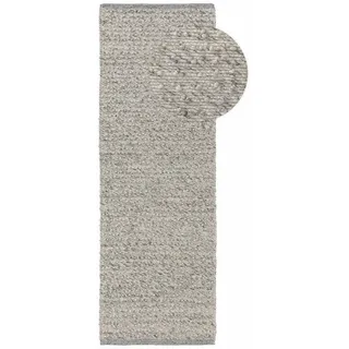 benuta pure Wollteppich Lana Grau 80x250 cm - Naturfaserteppich aus Wolle