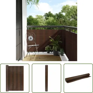 The Living Store Balkon-Sichtschutz Braun und Schwarz 300x100 cm Poly Rattan - Braun