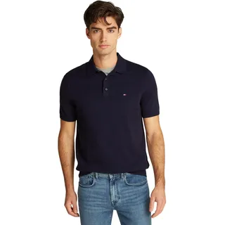 Tommy Hilfiger Herren Poloshirt Kurzarm Essential Cotton Knitted Dick, Blau (Desert Sky), XXL