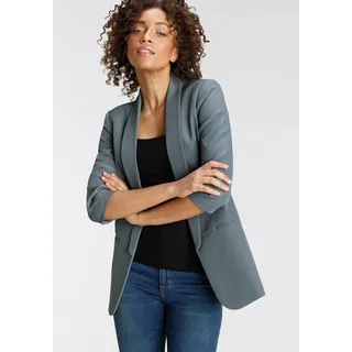 Kurzblazer ONLY "ONLELLA – Femininer Blazer mit 3/4-Ärmeln und Raffung", Damen, Gr. 36 (S), grün (balsam grün), Web, Obermaterial: 95% Polyester, 5% Elasthan. Futter: 100% Polyester, unifarben, V-Ausschnitt, Blazer Kurzblazer, regular fit, casual, Web, Kunstfaser, V-Ausschnitt, Topseller