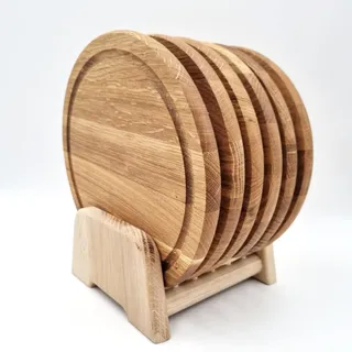 JOWE Rundes Jausenbrett aus Eiche | Brotzeitbrett rund - Ø 25 cm | Frühstücksbrett gefertigt in Österreich | Set mit 6 Stk