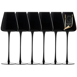 Intirilife Weinglas-Set 500 ml (6er Set) , Schwarz , Glas , 0.5 L , leicht zu reinigen , Gläser, Weingläser