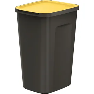 Abfallbehälter 50 Liter, Maße 39x34x58 cm, zur Mülltrennung, Gelb, mit Öffnungsdeckel aus leichtem Kunststoff, modular, leicht, Sortieren, Umwelt, Ordnung halten - Schwarz