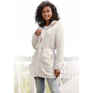 Fleecejacke LASCANA, Damen, Gr. 40/42, beige, Fleece, Obermaterial: 100% Polyester, unifarben, Jacken Fleecejacke, mit Kapuze, Topseller