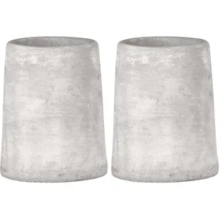 WENKO Zahnbürstenhalter Villena, Becher für Zahnpflegeutensilien aus stabilem Beton, rustikales Badaccessoire für Bad & Gäste-WC, Zahnputzbecher in Natursteinoptik, Maße: Ø 7,4 x 9,5 cm, Grau