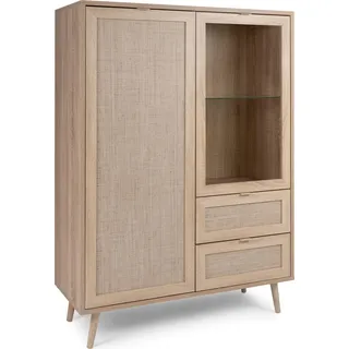 finori Highboard Bali - Sonoma Eiche mit Bast-Nachbildung - Braun