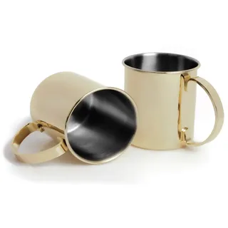 ECHTWERK Moscow Mule Becherset, 2-tlg, Bruchsichere Edelstahl-Gläser, Cocktail-Set, Cocktailgläser perfekt für Gin, Vodka, Bier und Kaltgetränke, Geschenkset, Gold-Edition, 1000 ml