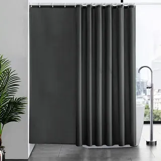 Furlinic Duschvorhang Überlänge Badvorhang Anti-schimmel für Dusche und Badewanne Textile Vorhänge aus Stoff Antibakteriell wasserdicht Extra Breit 240x180cm Dunkelgrau mit 16 Haken.