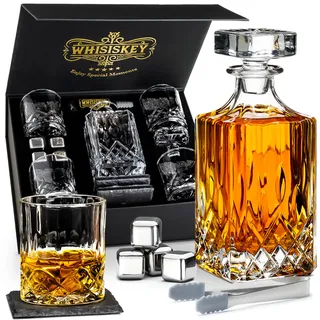 WHISISKEY Whisky Karaffe Set - Whiskey Geschenkset - Geschenke für Männer
