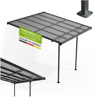 Juskys Terrassenüberdachung Borneo 300 x 300 cm grau