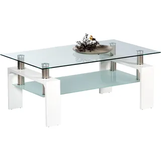 Stolkom »Mango II Glastisch, Wohnzimmertisch, Tisch Glas BxHxT 100x46x60 cm« Sicherheitsglas 8mm stark, Edelstahlrohre als Distanzhalter