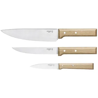 Opinel Parallele silber/natur, 3-teilig (1 Set