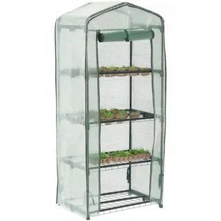 Gewächshaus, Balkon, Garten, Gemüsegarten mit vier Regalen für Blumen, 69 x 49 x 160 cm - Grün, Transparent