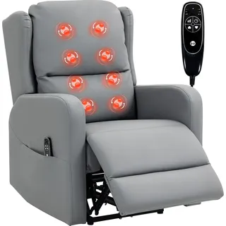 HOMCOM-Massagesessel-Kunstleder, Stahl-89L x 77B x 107H cm-Grau - Grau