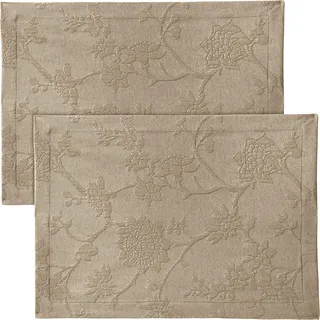 Erwin Müller Tischwäsche, Tischset 2er-Pack mit Jaquardmuster, Serie Arnsberg Sand Größe 35x50 cm - Robustes Gewebe ist bügelleicht und Lange haltbar, mit hochwertigem Kuvertsaum
