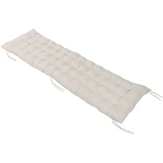 Relaxdays Bankauflage, 180x50 cm, gepolstert, gesteppt, mit Bändern, Outdoor, Bankkissen für Gartenbank, Paletten, beige