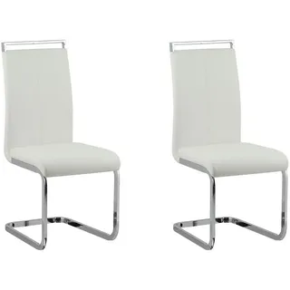 Beliani Stuhl 2er-Set Kunstleder Weiß Greedin , Metall , 42x99x50 cm , Esszimmer, Stühle, Schwingstühle