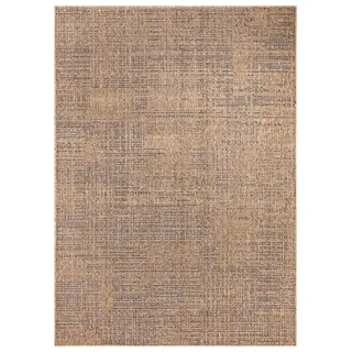 Waschbarer In-& Outdoorteppich Wetterfest Garten Terrasse Esszimmer Boho Muster Unicolor Meliert Moderner Style Größe 80x150 cm - Beige