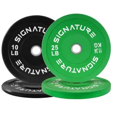 Signature Fitness Farbcodierte Hantelscheiben mit Stahlnabe, 5,1 cm, olympische Hantelscheiben mit Stahlnabe, 31,8 kg, Set (2 x 10/6,8 kg)