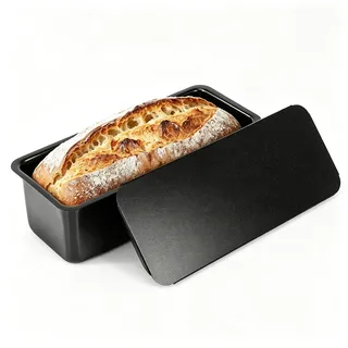 GFTIME Brotbackform mit Deckel 32 cm – Extra Hohe Kastenform für Toastbrot, Brotbackform aus Karbonstahl mit Keramik Antihaftbeschichtung, Hitzebeständig bis 260°C, Brot Backen Zubehör