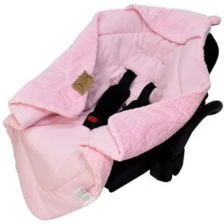 DANKA® Einschlagdecke für Babyschale, Kinderwagen, Kindersitze und Maxi Cosi - Baby Decke für Neugeborene, 80x80cm, mit Kapuze und Klettverschluss für Winter und Sommer, ganzjährig - Rosa