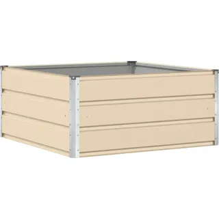 Pflanzkübel Elfenbein 100 x 100 x 45 cm Stahl - Weiß, Beige