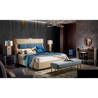 Bett Nachttisch Schminktisch 6 tlg.Schlafzimmer Design Modern Luxus Set Betten - Weiß