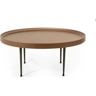 Industrial Design: Braun Rund Couchtisch mit Holzplatte für das Wohnzimmer