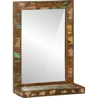 vidaXL Badezimmer Spiegel mit Regal Braun Massives upgecyceltes Holz - Braun