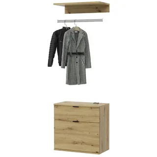 inn.furn Garderobe Set 3-teilig Line-Up Eiche