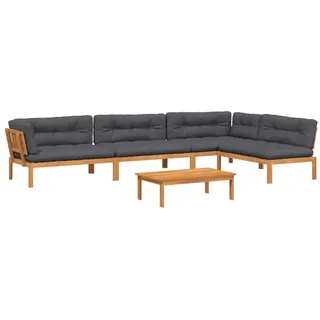 vidaXL 5-tlg. Garten-Sofagarnitur aus Paletten mit Kissen Akazienholz - Braun