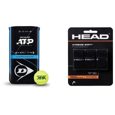 Dunlop Tennisball ATP Championship – für Sand, Hartplatz & Rasen (2x4 Bi-Pack) Einheitsgröße & Head XTREMSOFT Grip WHT schwarz