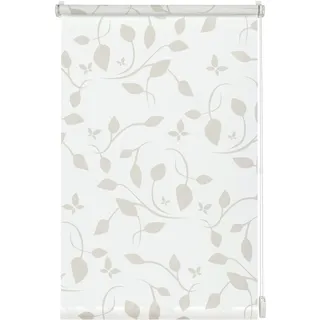GARDINIA EasyFix Rollo mit Blättern weiß beige 60 x 150 cm
