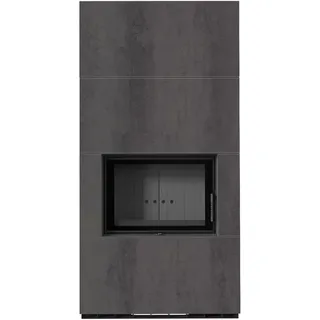 Kaminbausatz KRATKI FLOKI BOX 8 kW Ø 160 Quarzsinter NATURALI PIETRA DI SAVOIA ANTRANCITE BOCCIARDATA schwarz Verkleidung - Schwarz