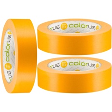 Colorus 3 x Profi Soft Tape 30 mm x 50m | Professionelles Abkleben, Abdecken | Abklebeband Innen, Außen | Fineline Goldband zum Lackieren | Klebeband für Wandfarbe | UV beständig