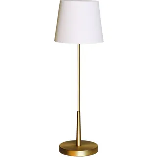 Tischlampe Tischleuchte E27 68,5 cm groß in Gold Weiß aus Metall Stoff Modern