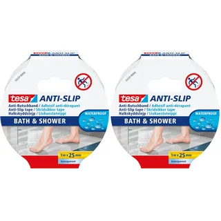 tesa Anti-Rutschband Bad und Dusche, Transparent (Packung mit 2)