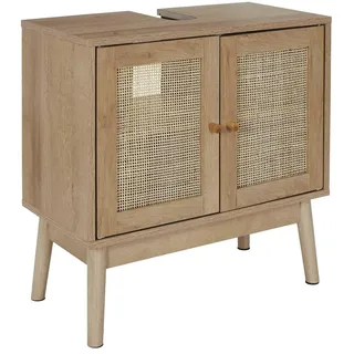 HOME DECO FACTORY, HD0227, Waschtischunterschrank, Modell Bali, Natural Crush Collection, Möbel, Schrank, Badezimmermöbel, 60 x 70 x 30 cm, Braun