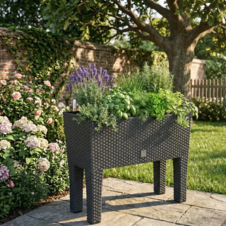 Prosperplast Blumenkasten inkl. Bewässerung Blumentopf mit Füße Anthrazit