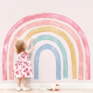 Supzone Wandtattoo Regenbogen XXL Wandaufkleber Aquarell Regenbogen Groß Wandsticker Mädchenzimmer Abnehmbar Wanddekor für Kinderzimmer Babyzimmer Schlafzimmer Türen Wanddeko