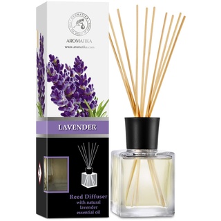 Raumduft mit Natürlichem Ätherischem Öl Lavendel 200ml mit Rattanstäbchen - Bester Raumlufterfrischer fur Zuhausem - Büro - Boutique - SPA - Aromatherapie