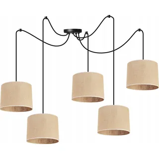 Hängelampe, Deckenleuchter, Lampenschirm 20 cm, Spinne - Schwarz, Weiß, Beige