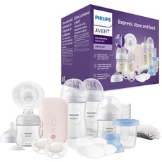 Bild von Avent Elektrische Milchpumpe, Geschenkset – Einzelmilchpumpe, Babyflasche, Mehrwegbecher für Muttermilch, Schnuller, BPA-frei (Modell SCD340/31)