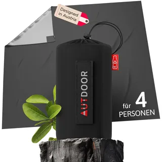 AUTDOOR® Mini Picknickdecke 4 Personen - nachhaltig aus recycelten Nylon - Stranddecke + Karabiner. Klein und kompakt für Camping, Picknick & Wandern
