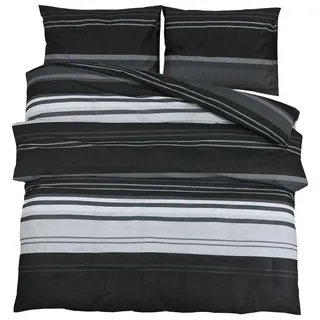 vidaXL Bettwäsche-Set Schwarz und Weiß 240x220 cm Baumwolle - Schwarz
